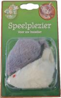 Kattenspeelgoed blisterpak a 2 bontmuis grijs/wit 7.5 cm - Gebr de boon
