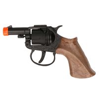 Politie verkleed speelgoed revolver/pistool metaal 8 schots plaffertjes   - - thumbnail