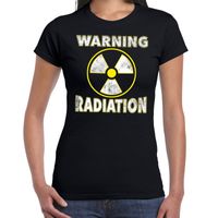 Halloween warning radiation verkleed t-shirt zwart voor dames - thumbnail