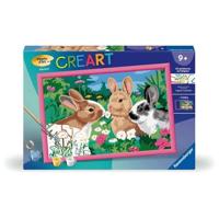 CreArt Kids 31x21cm Conigli nel prato, Kit di pittura con i numeri, età 9+, 25847, Ravensburger