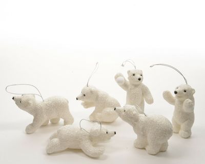 Ornament plc ijsbeer glitter wit a6 - Decoris