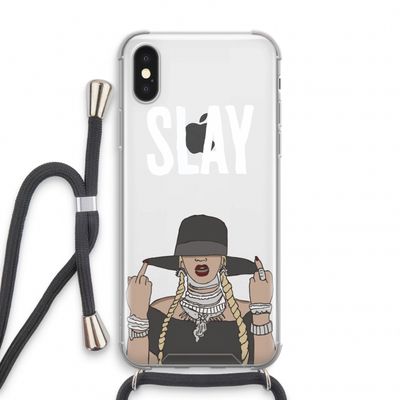 Slay All Day: iPhone X Transparant Hoesje met koord