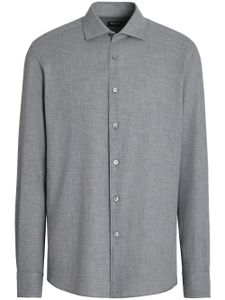 Zegna chemise en coton mélangé à col italien - Gris