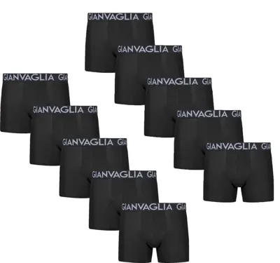 Gianvaglia 10-pack Heren boxershort katoen - Zwart - Elastisch katoenen heren ondergoed - Multipack voordeelverpakking