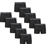 Gianvaglia 10-pack Heren boxershort katoen - Zwart - Elastisch katoenen heren ondergoed - Multipack voordeelverpakking