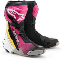 ALPINESTARS Supertech R Boots, Sport motorlaarzen, Zwart-Magenta-Wit-Geel