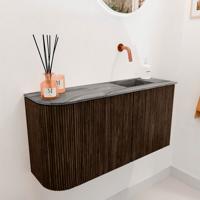 Toiletmeubel Mondiaz Joya Dlux | 81.6 cm | Meubelkleur Walnut | Faye wastafel Sombra Wasbak Rechts | Zonder kraangat(en)