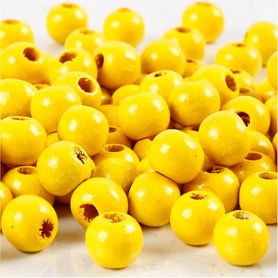 Creativ Company Houten kralen, d 8 mm, gatgrootte 2 mm, ca. 80 stuk, geel, 15 gr/ 1 doos