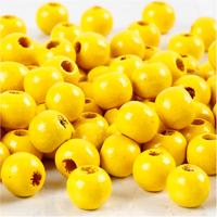 Creativ Company Houten kralen, d 8 mm, gatgrootte 2 mm, ca. 80 stuk, geel, 15 gr/ 1 doos