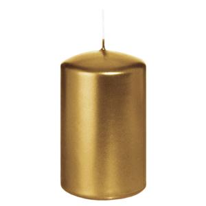 Cilinderkaars/stompkaars - metallic goud - 6 x 8 cm - 29 branduren