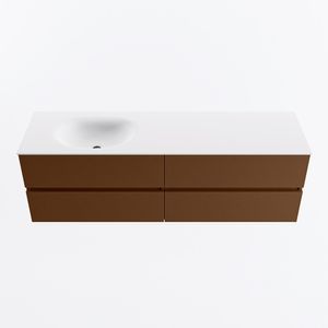 MONDIAZ VICA 160cm badmeubel onderkast Rust 4 lades. Wastafel MOON links 1 kraangat, kleur Talc.
