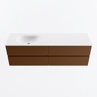 MONDIAZ VICA 160cm badmeubel onderkast Rust 4 lades. Wastafel MOON links 1 kraangat, kleur Talc.