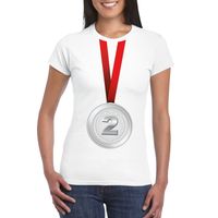 Winnaar zilveren medaille shirt wit dames 2XL  -