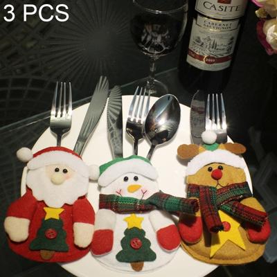 3 stuks 3-in-1 kerst decoratie Gift bestek houders Set willekeurige stijl levering