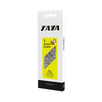 Taya ketting 408h 1/2x3/32 1-speed zwart/zwart 112 schakels hangkaart