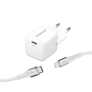 Intenso W30C GaN + C315L USB-oplader Binnen Uitgangsstroom (max.) 3 A Aantal uitgangen: 1 x USB-C, Lightning GaN, USB Power Delivery (USB-PD)