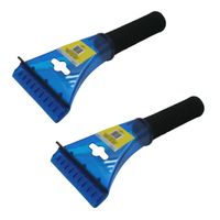 2x stuks kunststof ijskrabber/raamkrabber blauw met wisser 21 cm - thumbnail