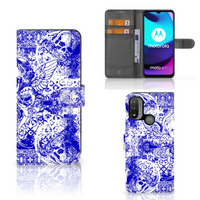 Telefoonhoesje met Naam Motorola Moto E20 | E30 | E40 Angel Skull Blauw