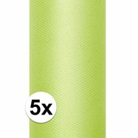 5x Rollen tule stof licht groen 15 cm breed