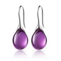 LGT JWLS Druppel Oorbellen voor Dames - Zilverkleurig met Paarse Zirkonia Druppelstenen