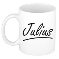Julius Naam koffiemok - beker - met sierlijke letters - wit - 300 ml - Cadeau - Heren