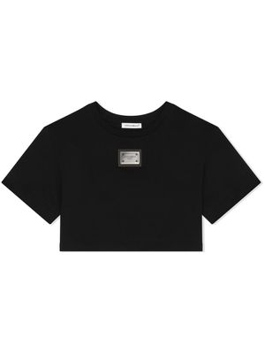 Dolce & Gabbana Kids t-shirt en coton à patch logo - Noir