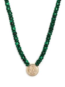 LUIS MORAIS collier en or 14ct à pendentif serti de malachite - Vert