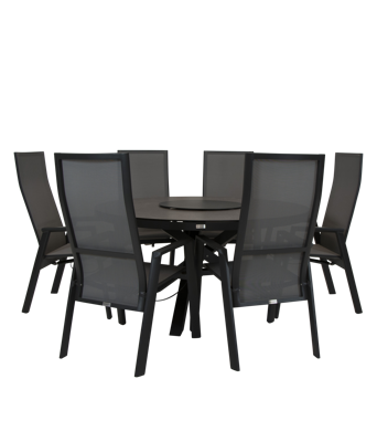 Qopps Perth tafel 150 rond Antraciet met Tuinstoel verstelbaar Palsa