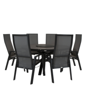 Qopps Perth tafel 150 rond Antraciet met Tuinstoel verstelbaar Palsa