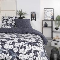 Mawira bedlinnenset - 2 personen - 260 x 240 cm - 100% katoen - Marineblauw Bloemmotief - TODAY