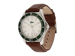 Lacoste horlogeband 2010493 / LC-31-1-27-0148 Leder Staal / RVS 22mm + wit stiksel