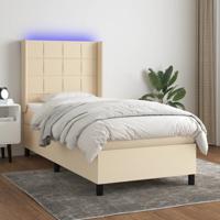 Boxspring met matras en LED stof crèmekleurig 100x200 cm