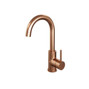 Wastafelmengkraan Brauer Copper Edition Coldstart Opbouw Hoog Gebogen Ronde Hendel Geborsteld Koper PVD Brauer