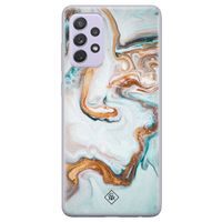 Samsung Galaxy A72 siliconen hoesje - Marmer blauw goud