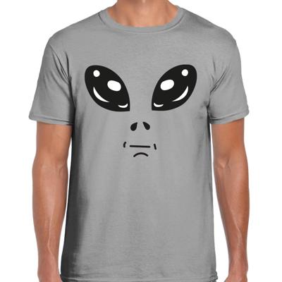 Verkleed T-shirt heren - grijs - Alien / buitenaards wezen gezicht - Carnaval