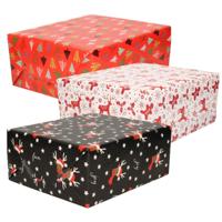 Luxe Kerst cadeaupapier pakket - 3 prints mix - 9x rollen - 250 x 70 cm - cadeaupapier