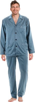Satijnen Robson doorknoop herenpyjama blauw