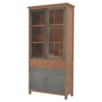 Teak Industriele Glaskast IJzer