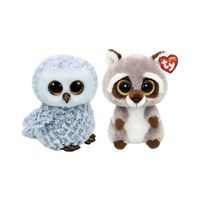 Ty - Knuffel - Beanie Boo's - Owlette Owl & Racoon - thumbnail