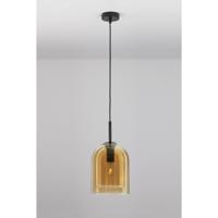 Lyora HanglampVelor enkel zwart met amber glas - 9236730