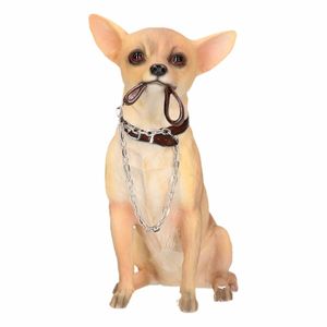 Beeldje Chihuahua hond met riem 18 cm