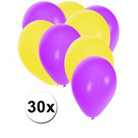 30x ballonnen - 27 cm - paars / gele versiering - thumbnail