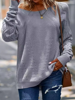 Casual Cold Shoulder Loose Sweater - thumbnail
