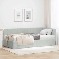 Hoekbedframe met matras Lichtgrijs 90 x 190 cm Fluweel