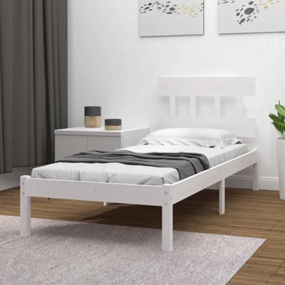 Bedframe massief hout wit 90x200 cm
