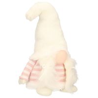 Kleine decoratie pop - gnome/dwerg - figuur - 20 cm - wit/lichtroze - thumbnail