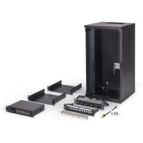 Digitus 10 network bundle, 12U cabinet and equipment, bl Zwart Digitus 10 network bundle, 12U cabinet and equipment, bl Zwart