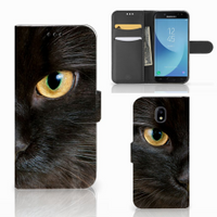 Samsung Galaxy J5 2017 Telefoonhoesje met Pasjes Zwarte Kat