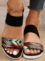 Summer Plain Synthetic Leather Slide Sandals - thumbnail