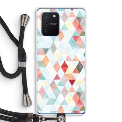 Gekleurde driehoekjes pastel: Samsung Galaxy Note 10 Lite Transparant Hoesje met koord
